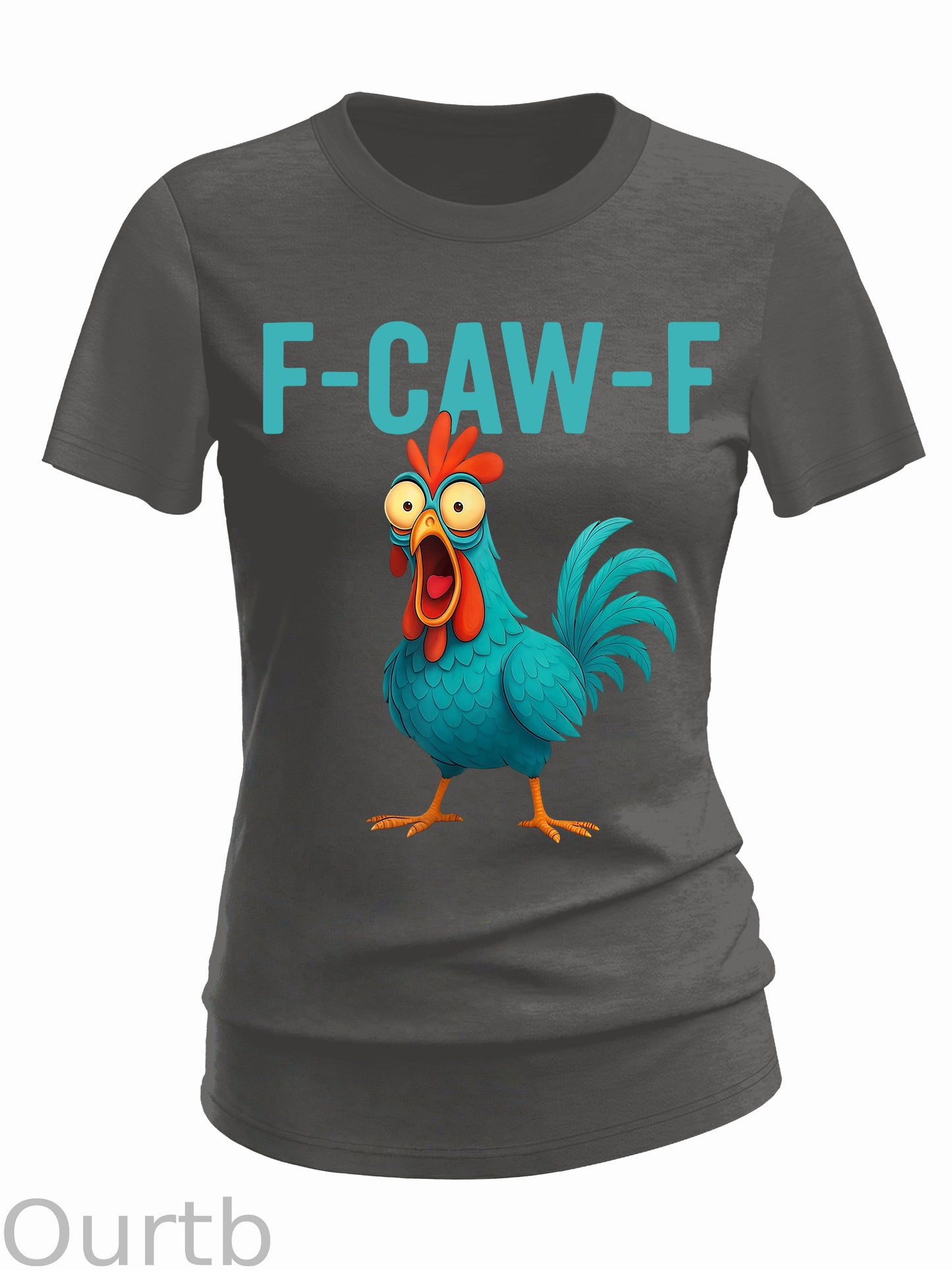 Women's Funny Rooster Chicken F-Caw-F Chicken 100% Cotton T-Shirt