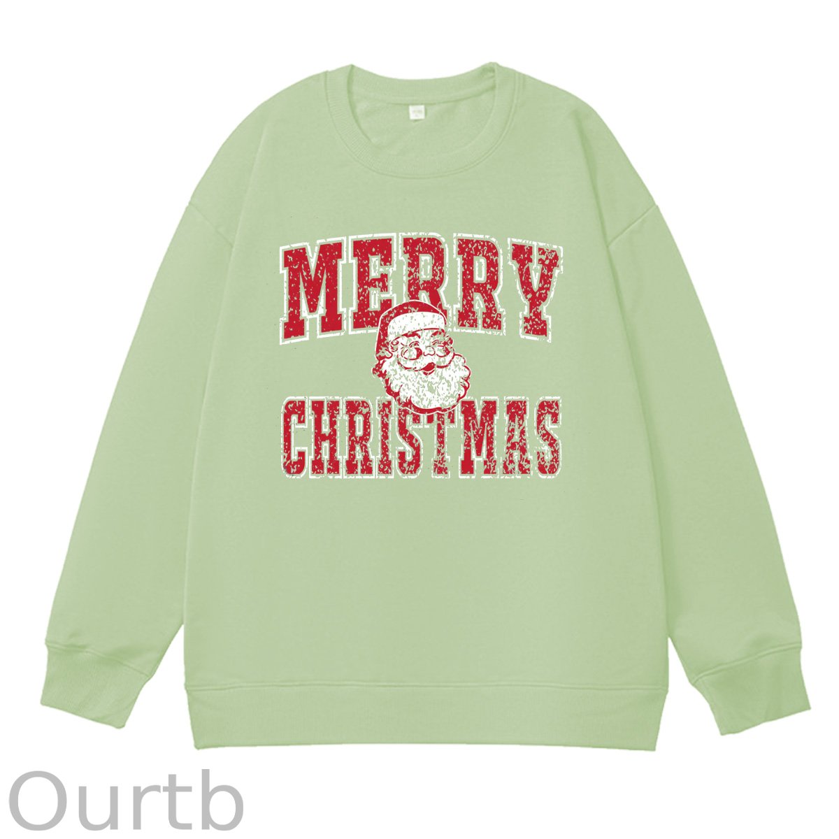 Merry Christmas Pattern 100% 300g CottonCrew Neck Sweatshirt