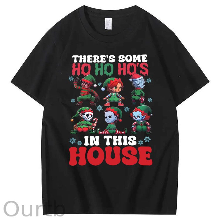 Christmas Ho Ho Ho Pattern100% Cotton T-Shirt
