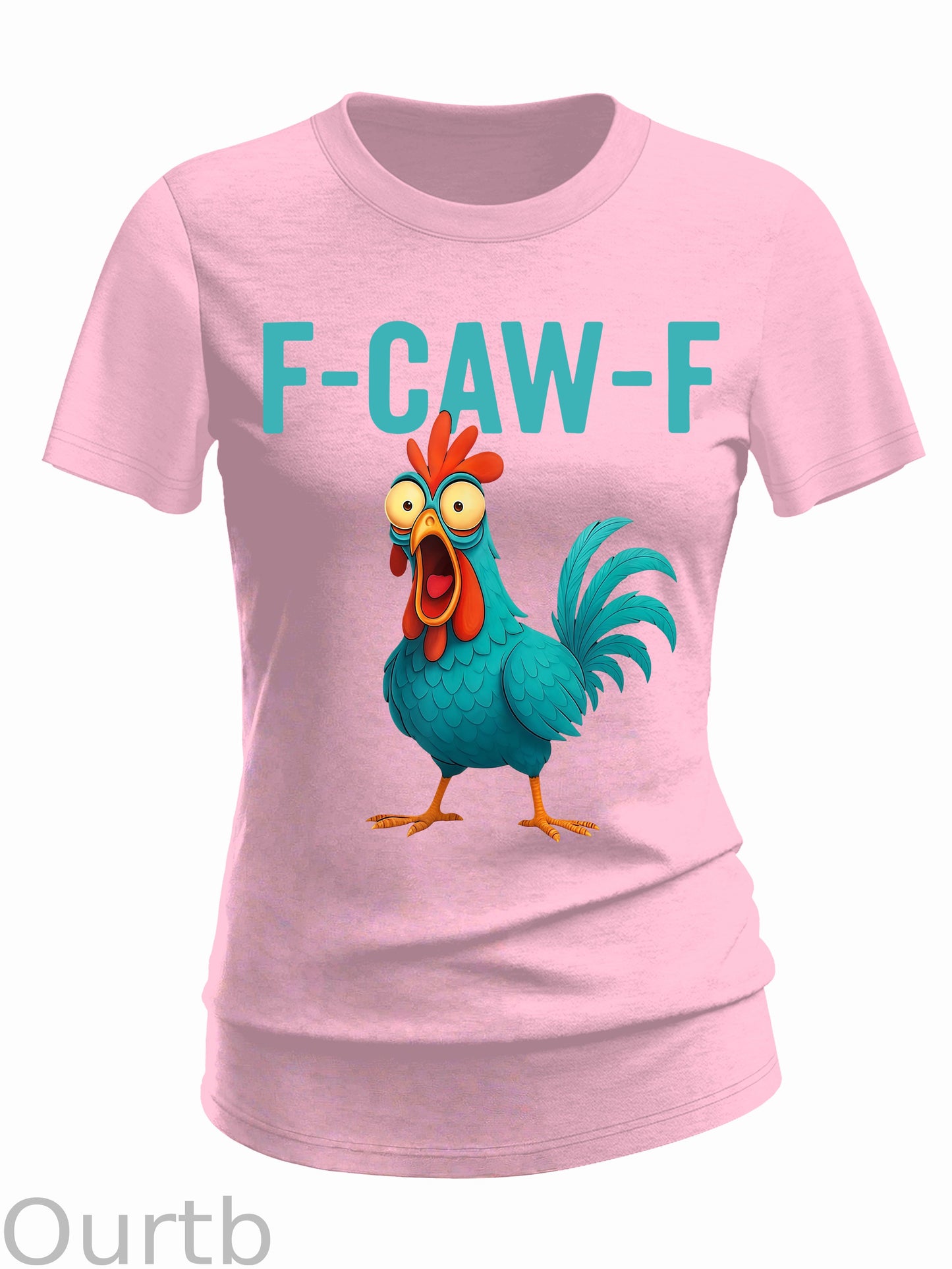 Women's Funny Rooster Chicken F-Caw-F Chicken 100% Cotton T-Shirt