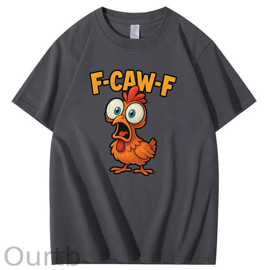 F-Caw-F Shock Chicken Pattern100% Cotton T-Shirt