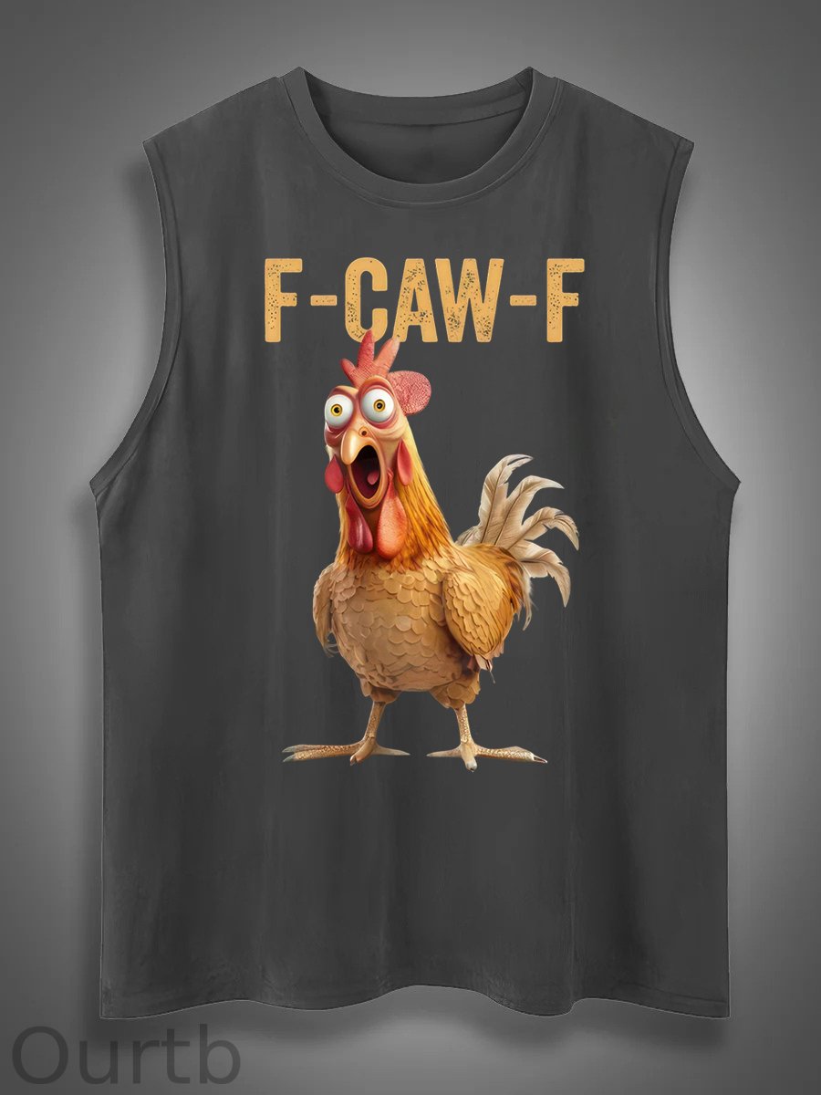 F-Caw-F Chicken Print Cotton Sleeveless Tank Tops