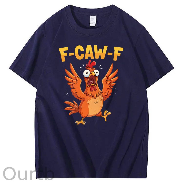 F-Caw-F Crazy Jumped Chicken Pattern100% Cotton T-Shirt