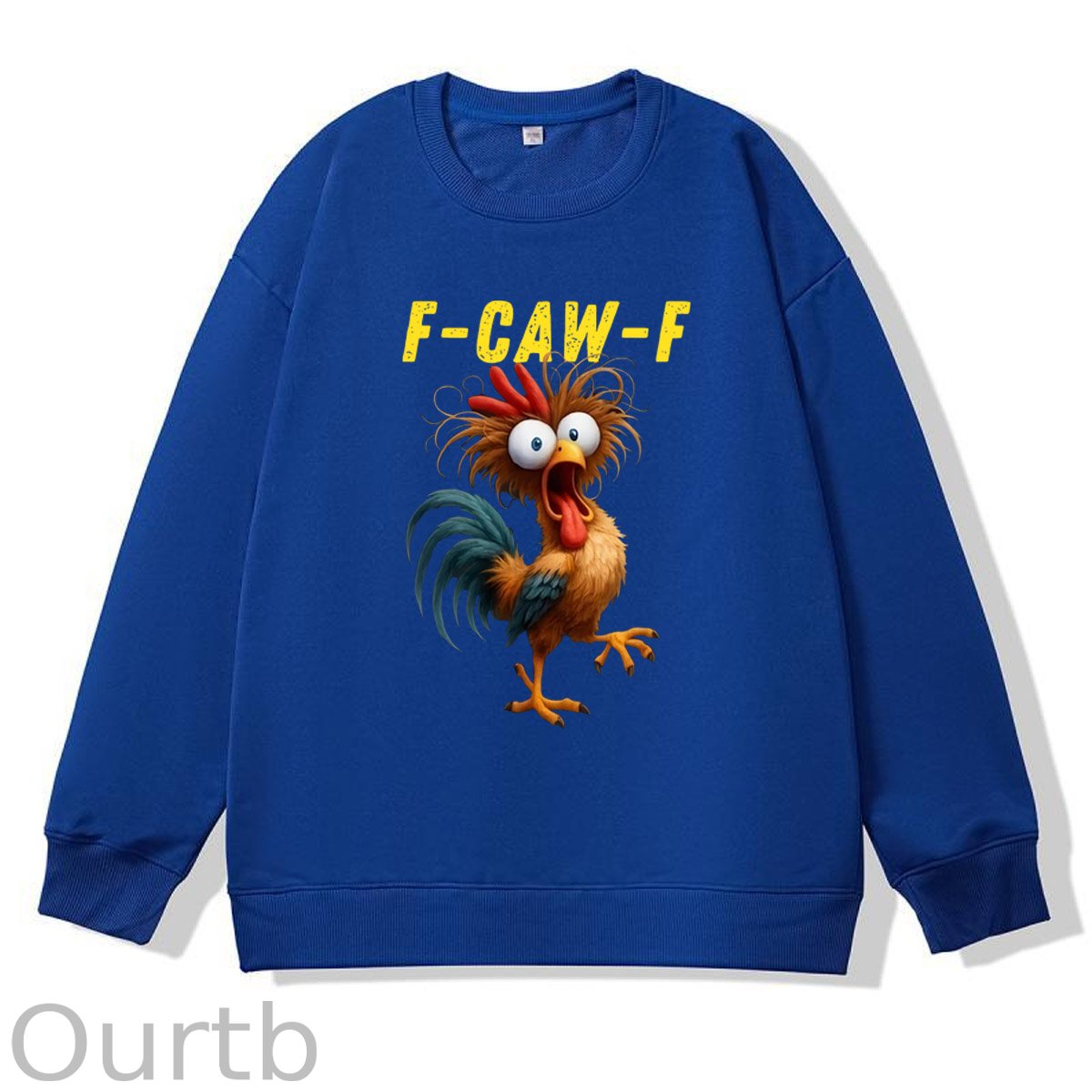 F-Caw-F Crazy Chicken Pattern 100% 300g CottonCrew Neck Sweatshirt
