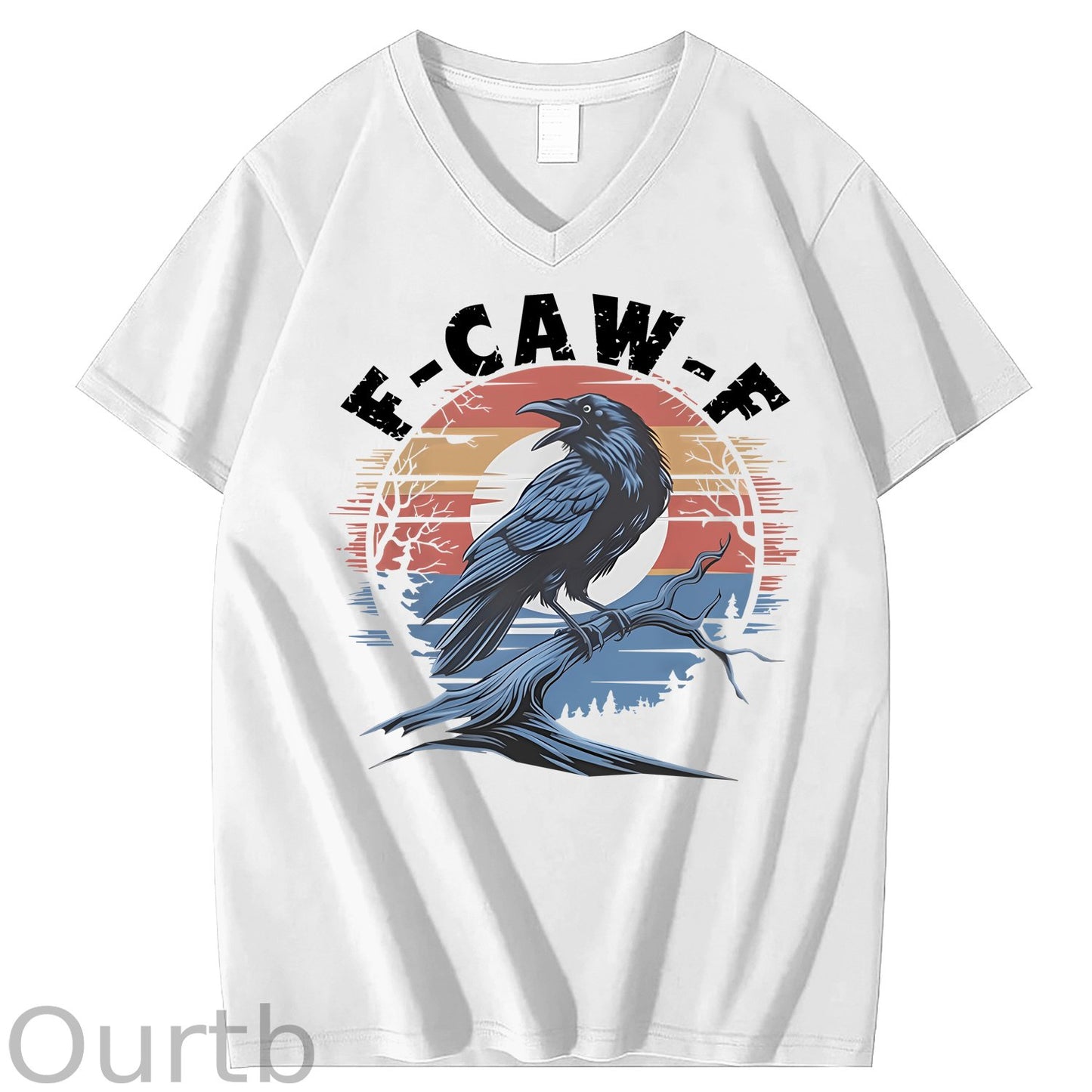 F-Caw-F Crow 100% Cotton V Neck T-Shirt