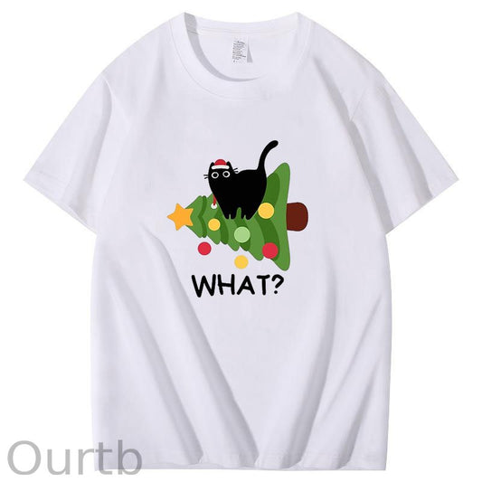 Black cat Christmas Tree T-Shirt