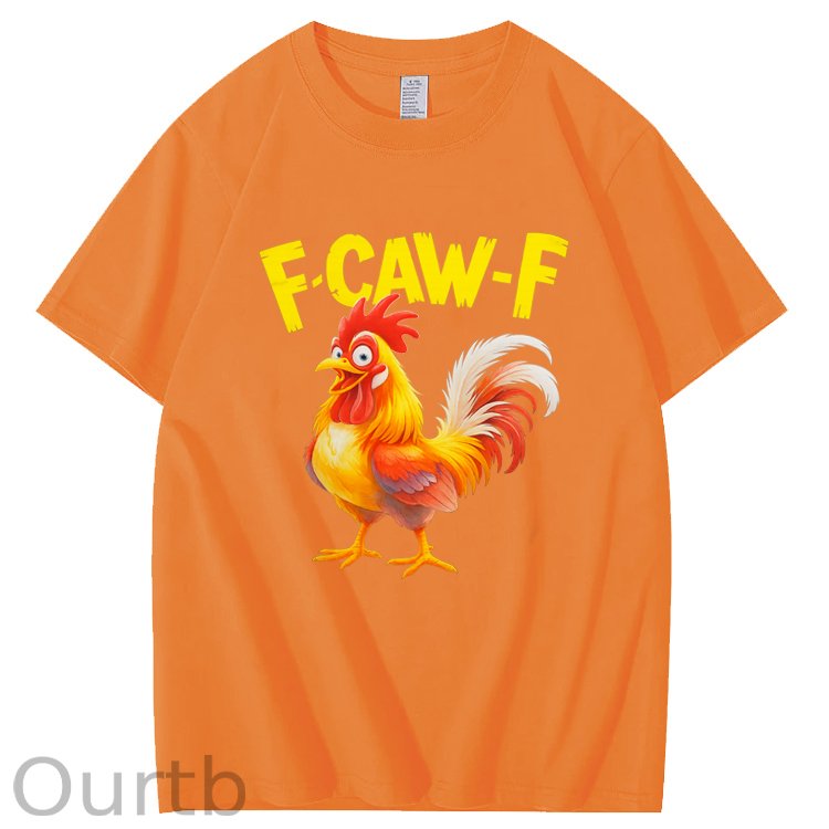 F-Caw-F  Happy Chicken Pattern100% Cotton T-Shirt