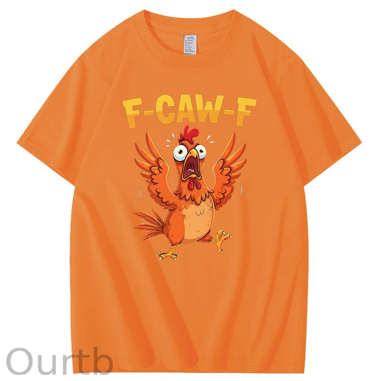F-Caw-F Crazy Jumped Chicken Pattern100% Cotton T-Shirt