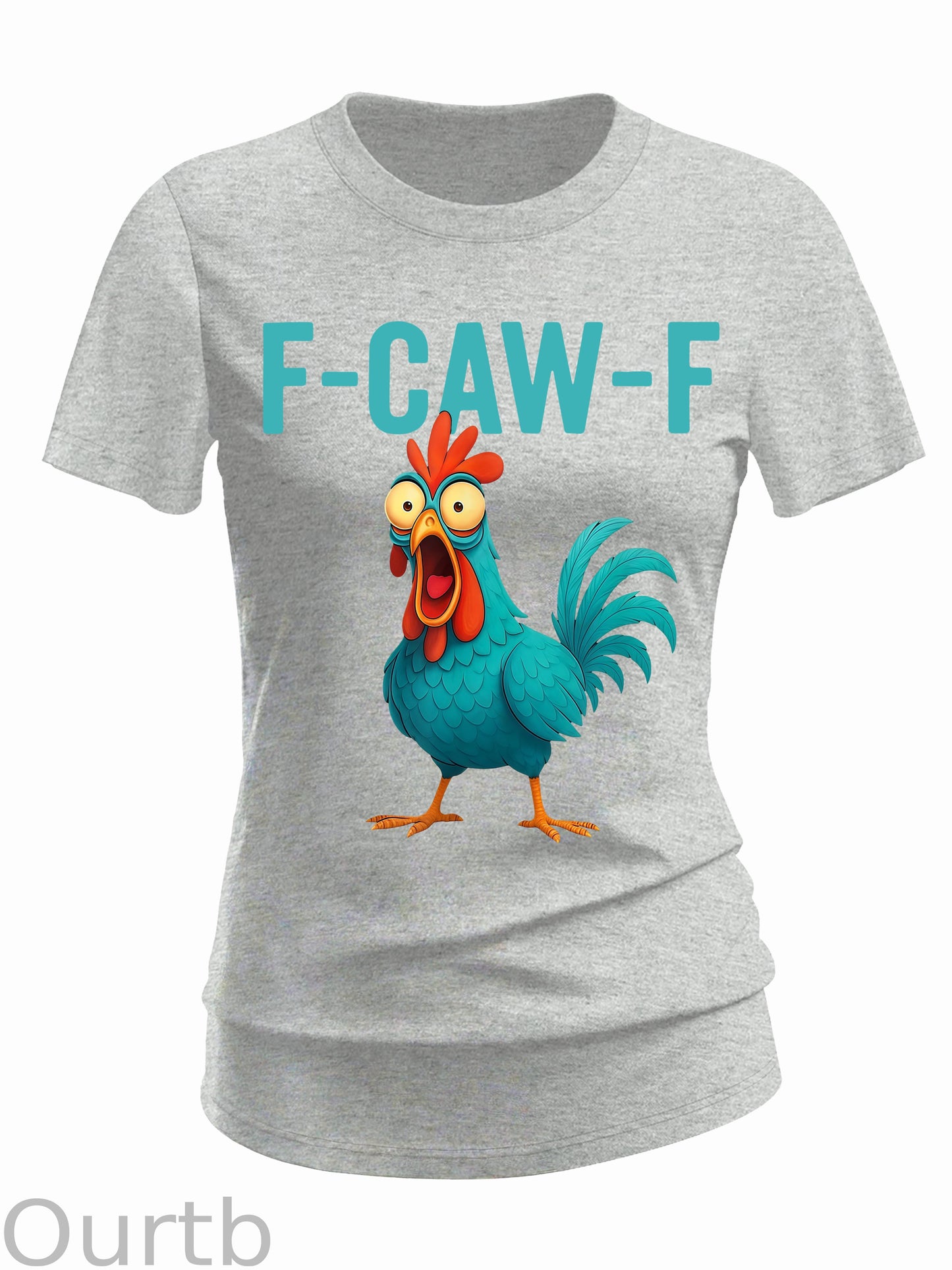 Women's Funny Rooster Chicken F-Caw-F Chicken 100% Cotton T-Shirt