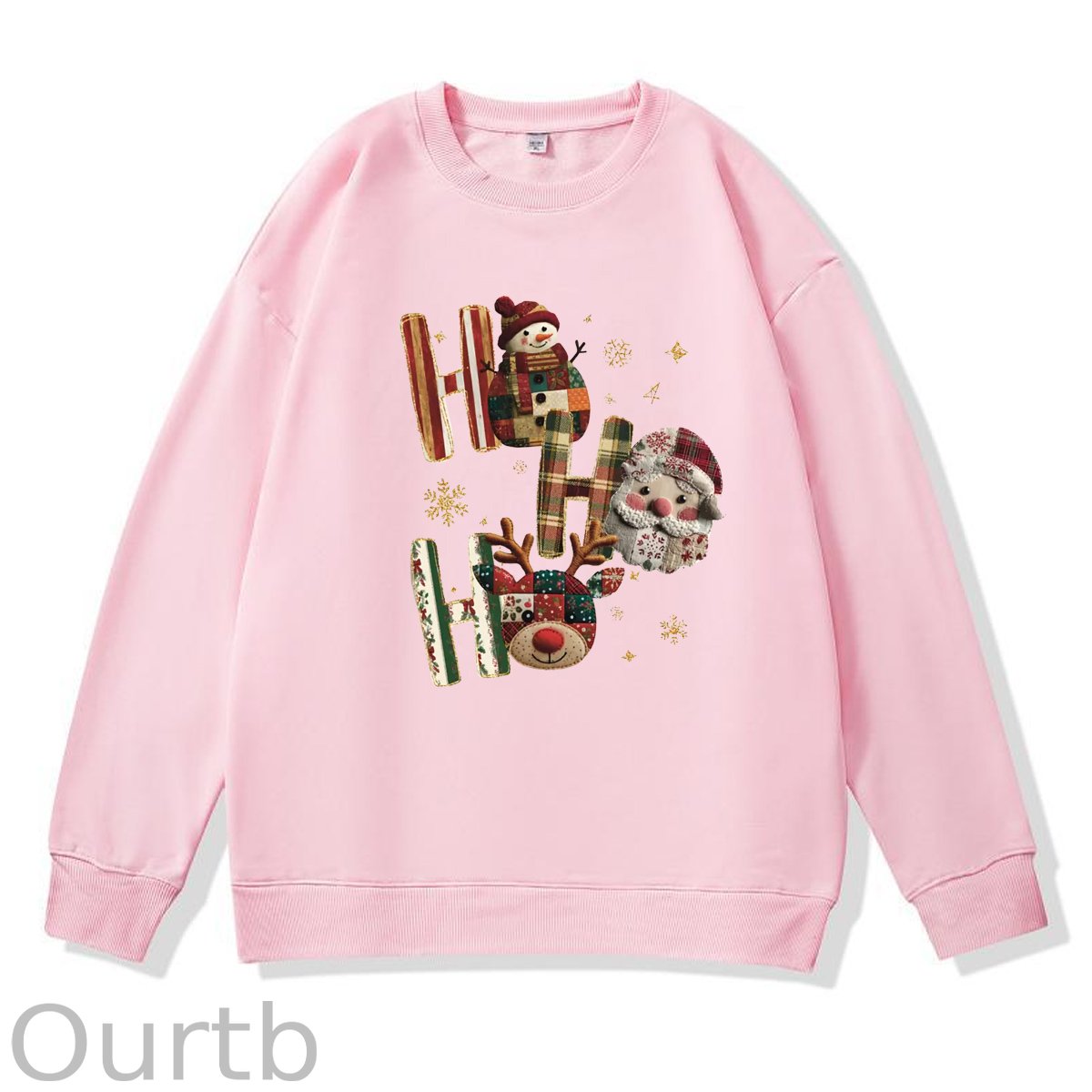 Christmas Ho Ho Ho  Pattern 100% 300g CottonCrew Neck Sweatshirt