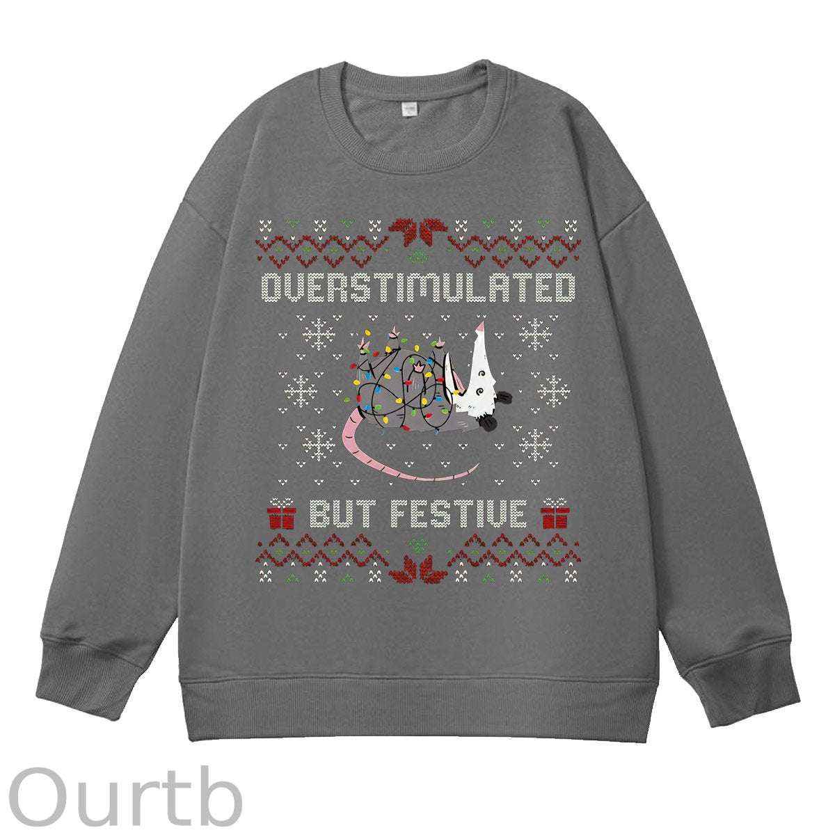 Christmas Overstimulated But Festive Ugly Holiday  Pattern 100% 300g CottonCrew Neck Sweatshirt