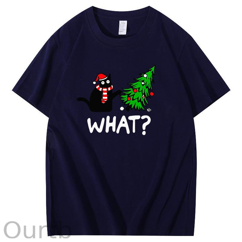 Black Cat What Christmas T-Shirt