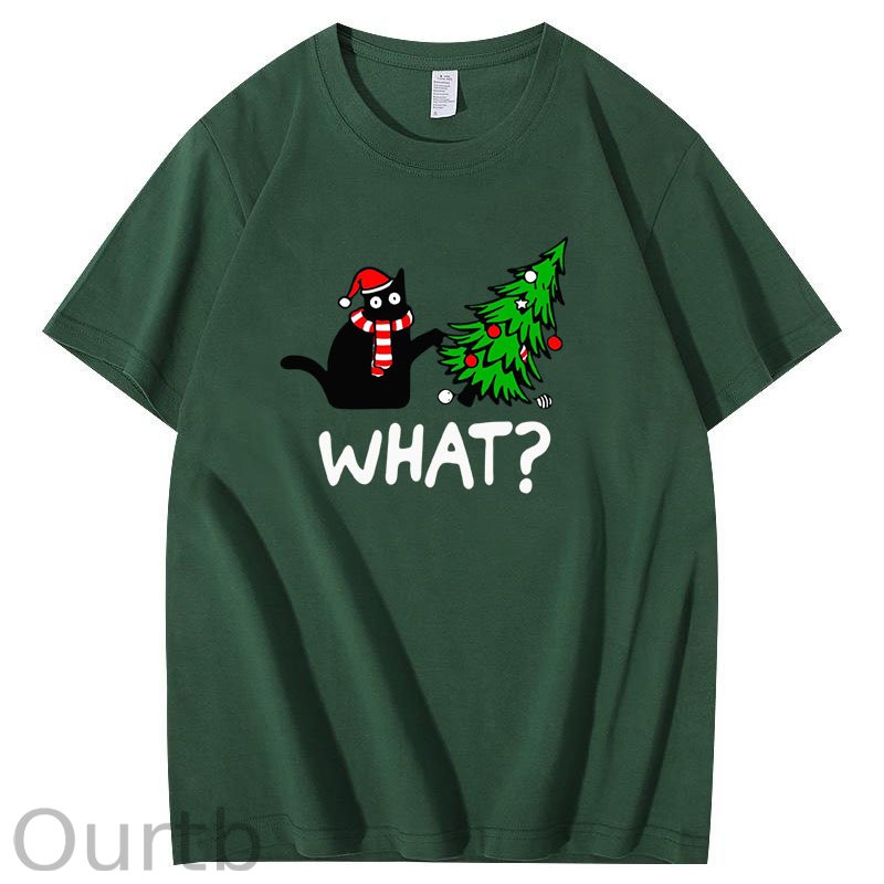 Black Cat What Christmas T-Shirt