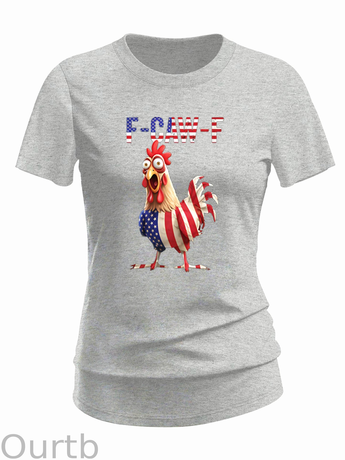 F-Caw-F Shocked American Chicken  Pattern 100% Cotton  T-Shirt