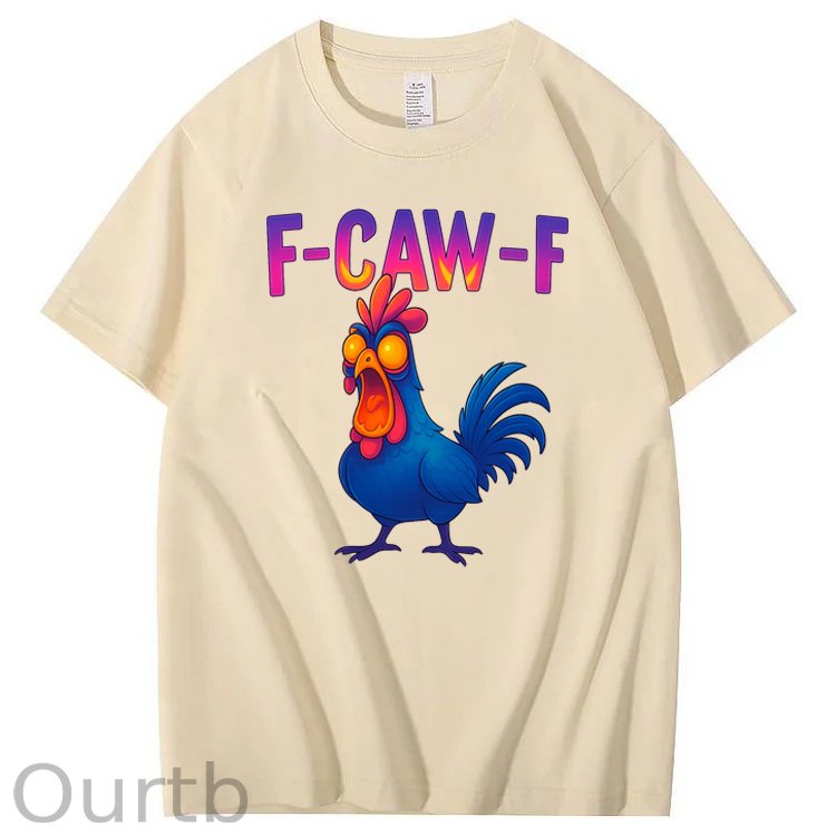 F-Caw-F Color Gradient Chicken Pattern100% Cotton T-Shirt