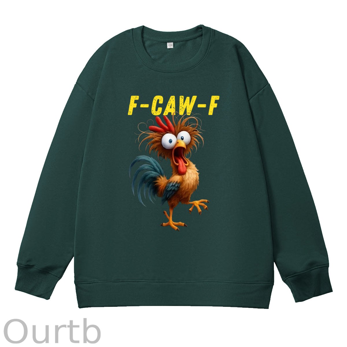 F-Caw-F Crazy Chicken Pattern 100% 300g CottonCrew Neck Sweatshirt
