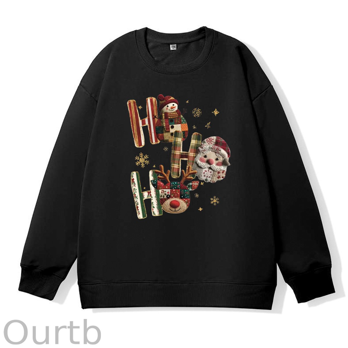 Christmas Ho Ho Ho  Pattern 100% 300g CottonCrew Neck Sweatshirt