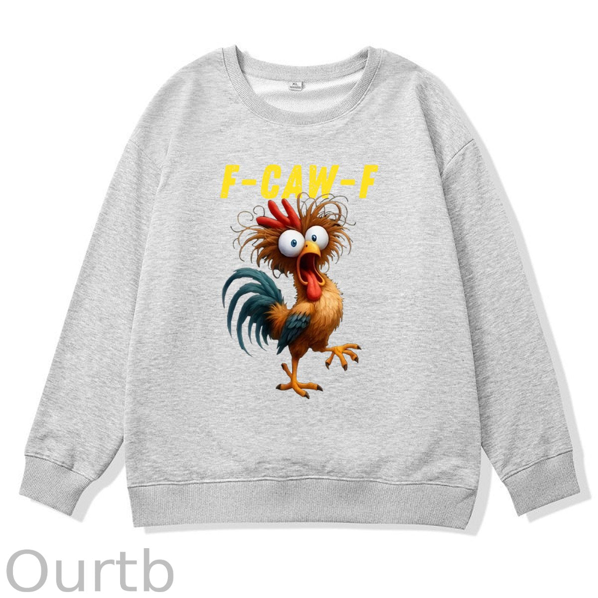 F-Caw-F Crazy Chicken Pattern 100% 300g CottonCrew Neck Sweatshirt