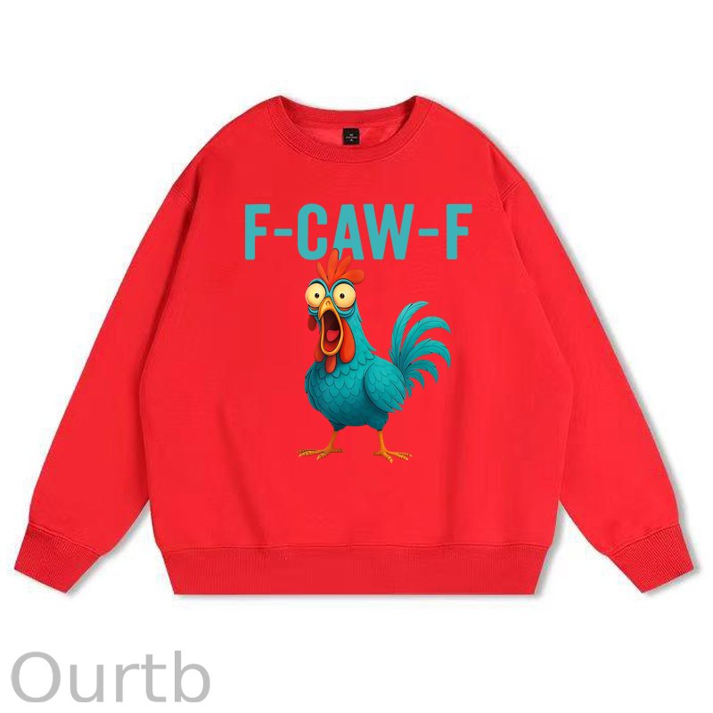 Funny Rooster Chicken F-Caw-F Chicken 100% Cotton Fleece Sweatshirt