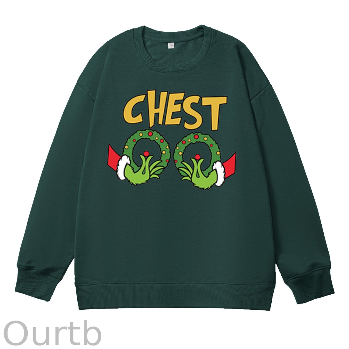 Christmas Couple Funny  Pattern 100% 300g CottonCrew Neck Sweatshirt