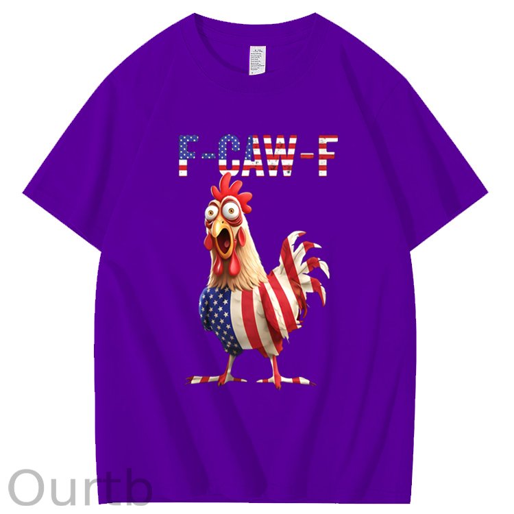 F-Caw-F America Flag Chicken  Pattern100% Cotton T-Shirt