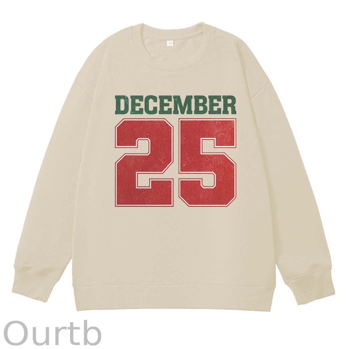 Christmas Decemember 25  Pattern 100% 300g CottonCrew Neck Sweatshirt