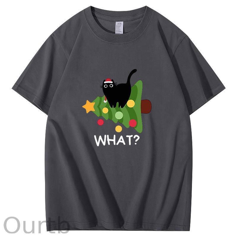 Black cat Christmas Tree T-Shirt