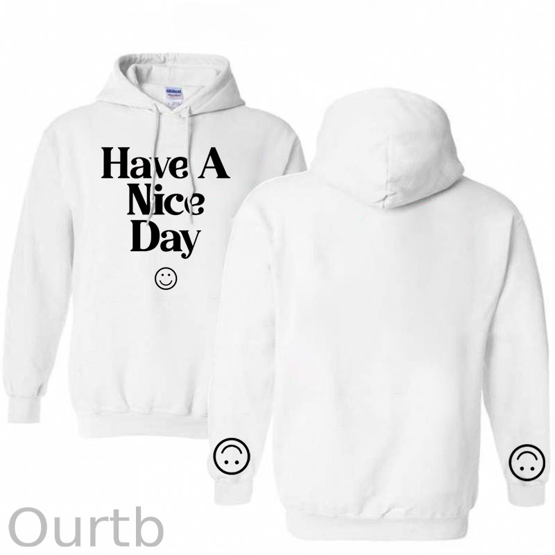 Have A Nice Day Smile  Pattern 100% 300g Cotton Classic Hoodie