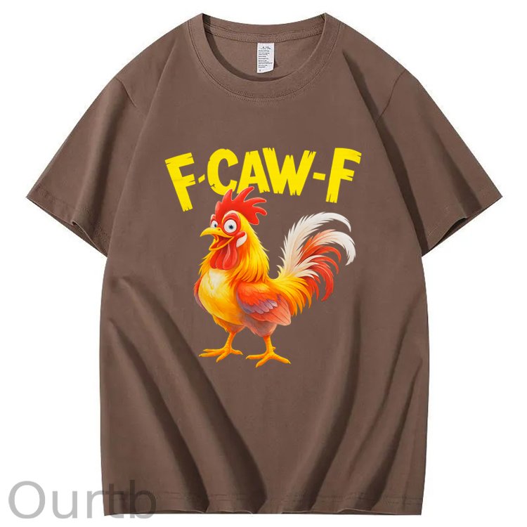 F-Caw-F  Happy Chicken Pattern100% Cotton T-Shirt