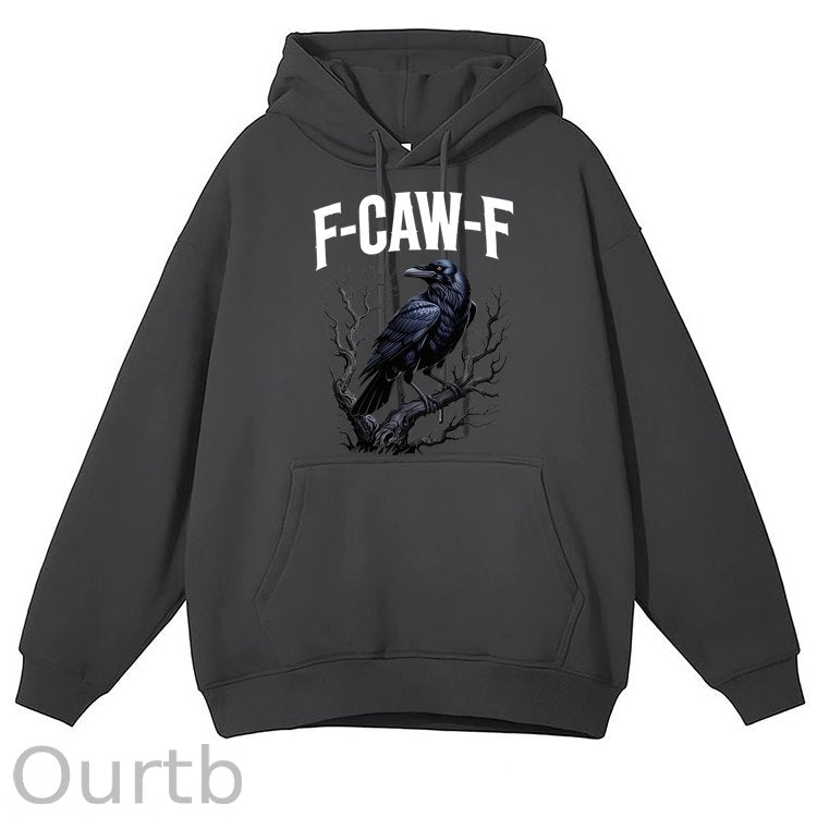 F-Caw-F Crow Cotton Fleece Hooded Sweatshirt
