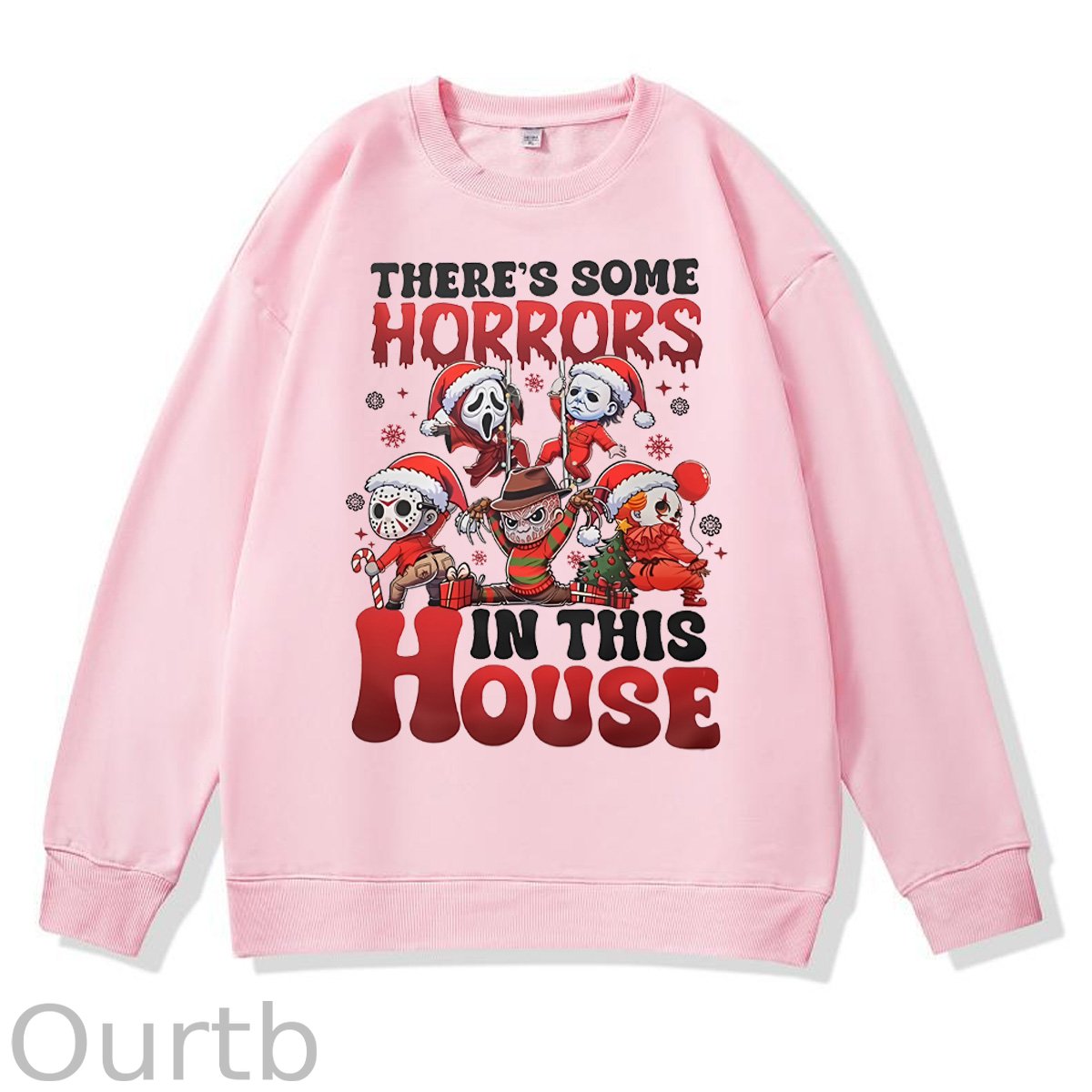 Christmas Horrors  Pattern 100% 300g Cotton Crew Neck Sweatshirt