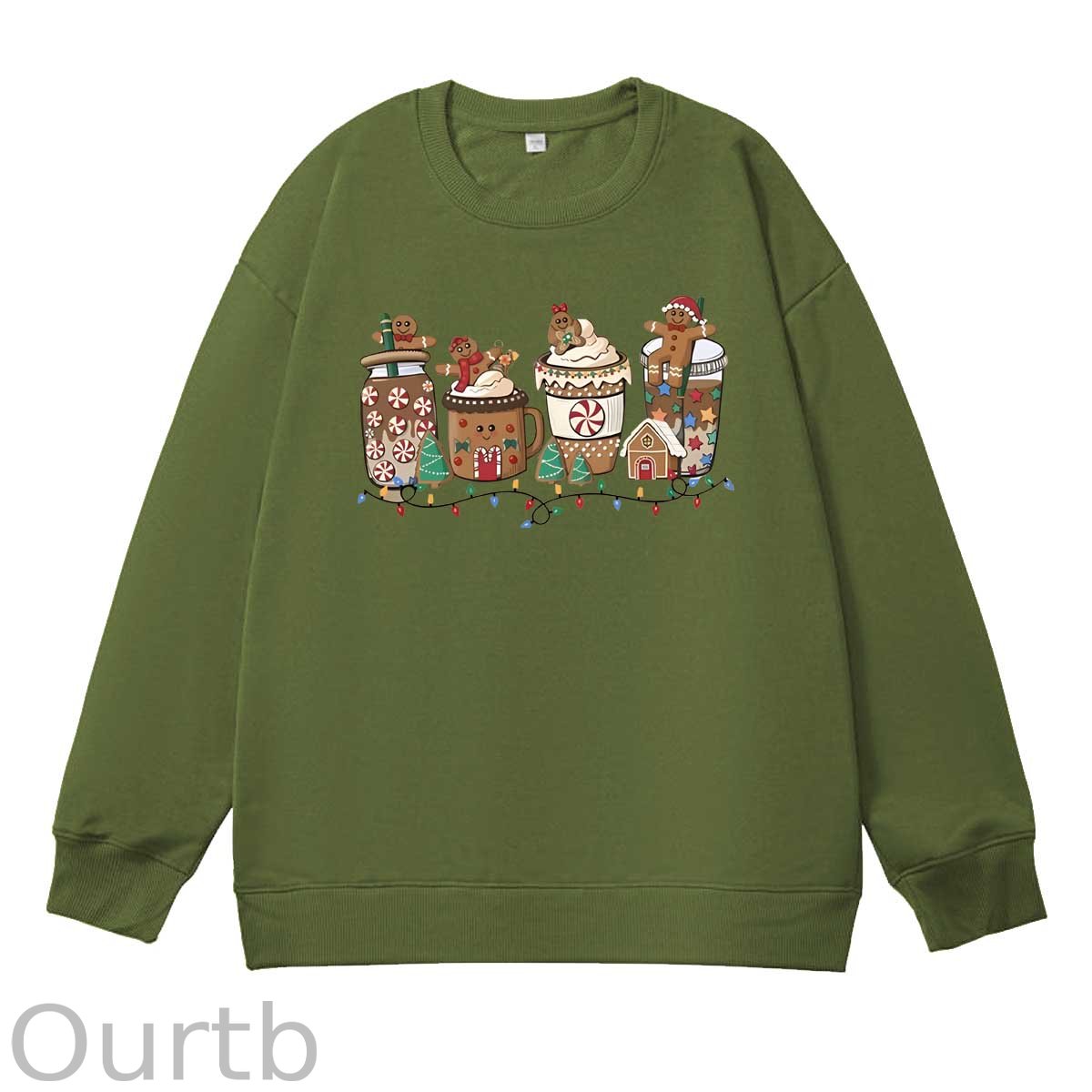 Christmas Gingerbread Man Pattern 100% 300g CottonCrew Neck Sweatshirt