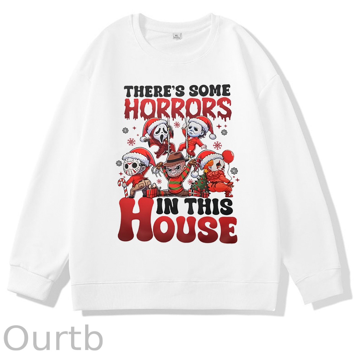 Christmas Horrors  Pattern 100% 300g Cotton Crew Neck Sweatshirt