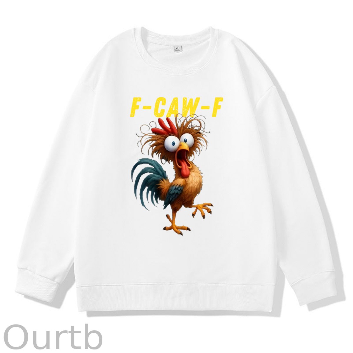 F-Caw-F Crazy Chicken Pattern 100% 300g CottonCrew Neck Sweatshirt