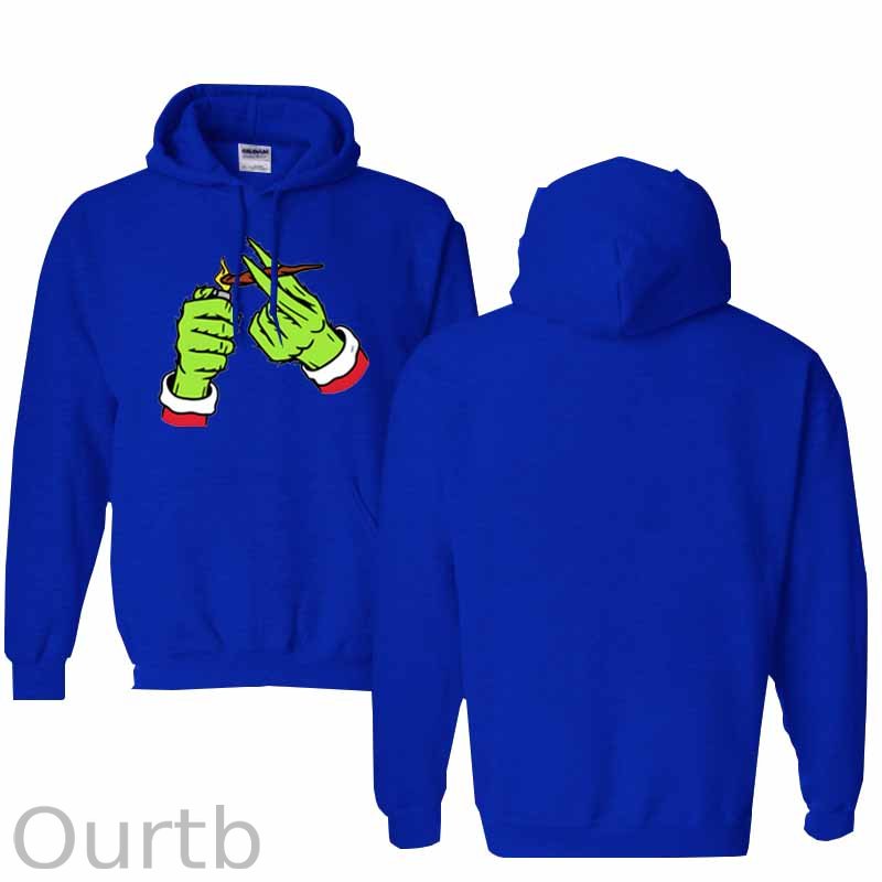 Christmas Green Hairy Monster Hand  Pattern 100% 300g Cotton Classic Hoodie