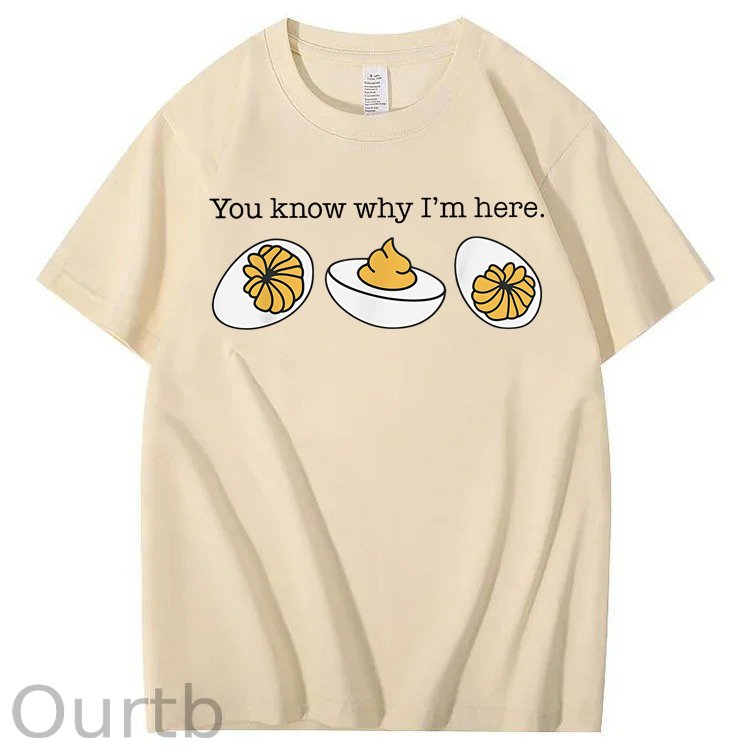 Retro Thanksgiving Dinner You Know Why I'm Here Deviled Egg 100% Cotton T-Shirt