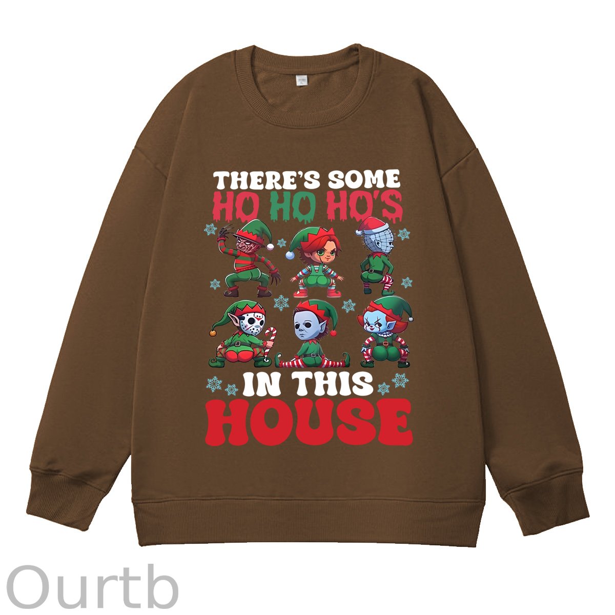 Christmas Ho Ho Ho‘s  Pattern 100% 300g CottonCrew Neck Sweatshirt