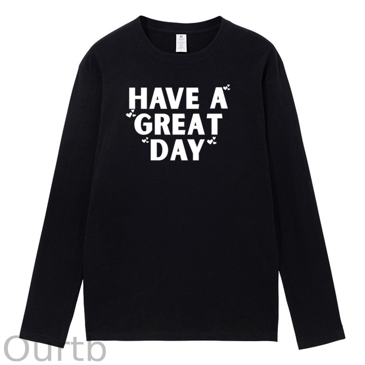 Have A Great Day Pattern Pattern Long Sleeve 100% Cotton  T-Shirt