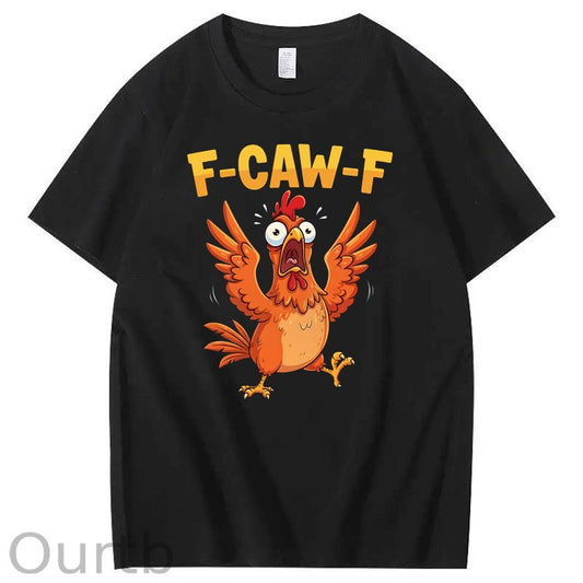 F-Caw-F Crazy Jumped Chicken Pattern100% Cotton T-Shirt