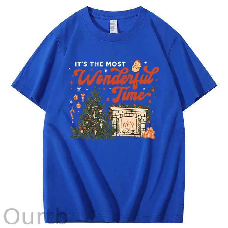 Christmas Wonderful Time Pattern100% Cotton T-Shirt