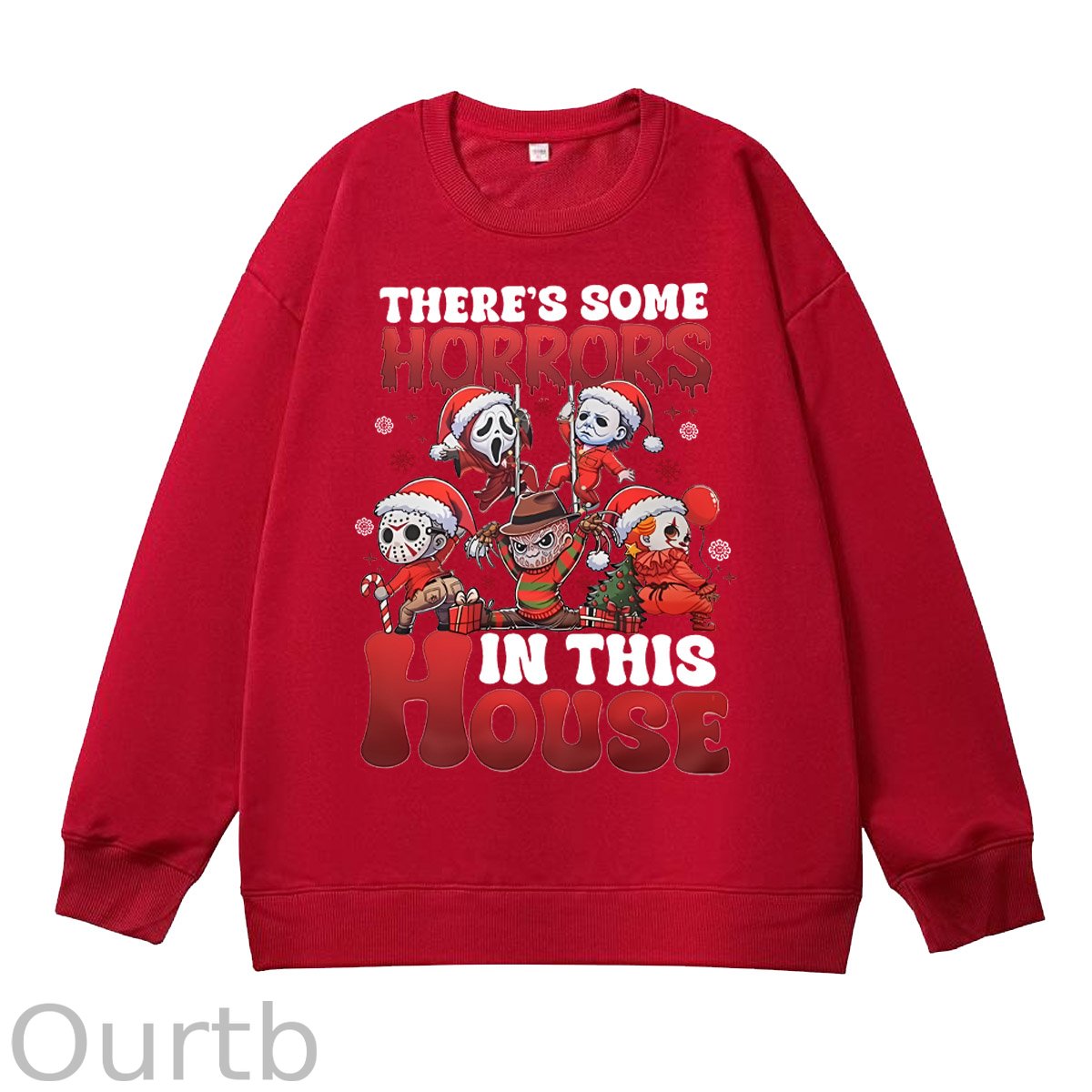Christmas Horrors  Pattern 100% 300g Cotton Crew Neck Sweatshirt