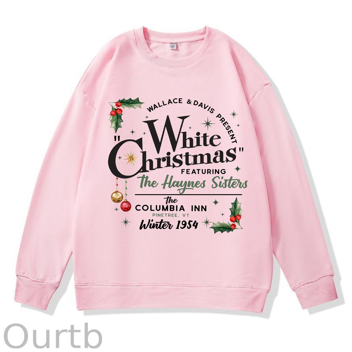 White Christmas Pattern 100% 300g CottonCrew Neck Sweatshirt