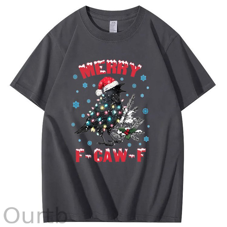 Christmas  Merry F-Caw-F  Pattern100% Cotton T-Shirt