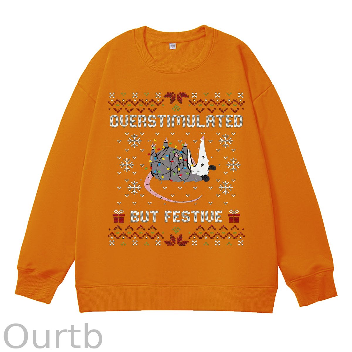 Christmas Overstimulated But Festive Ugly Holiday  Pattern 100% 300g CottonCrew Neck Sweatshirt