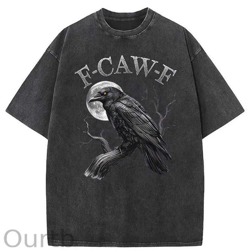 F-Caw-F Crow Washed Cotton T-Shirt