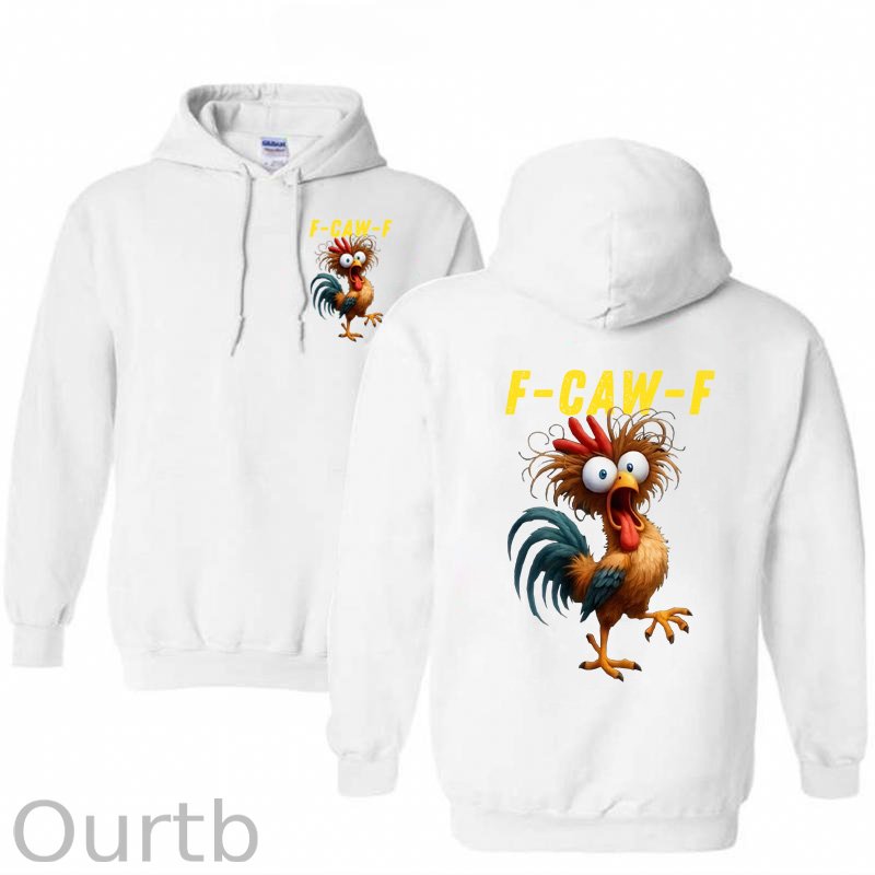 F-Caw-F Crazy Chicken  Pattern 100% 300g Cotton Classic Hoodie
