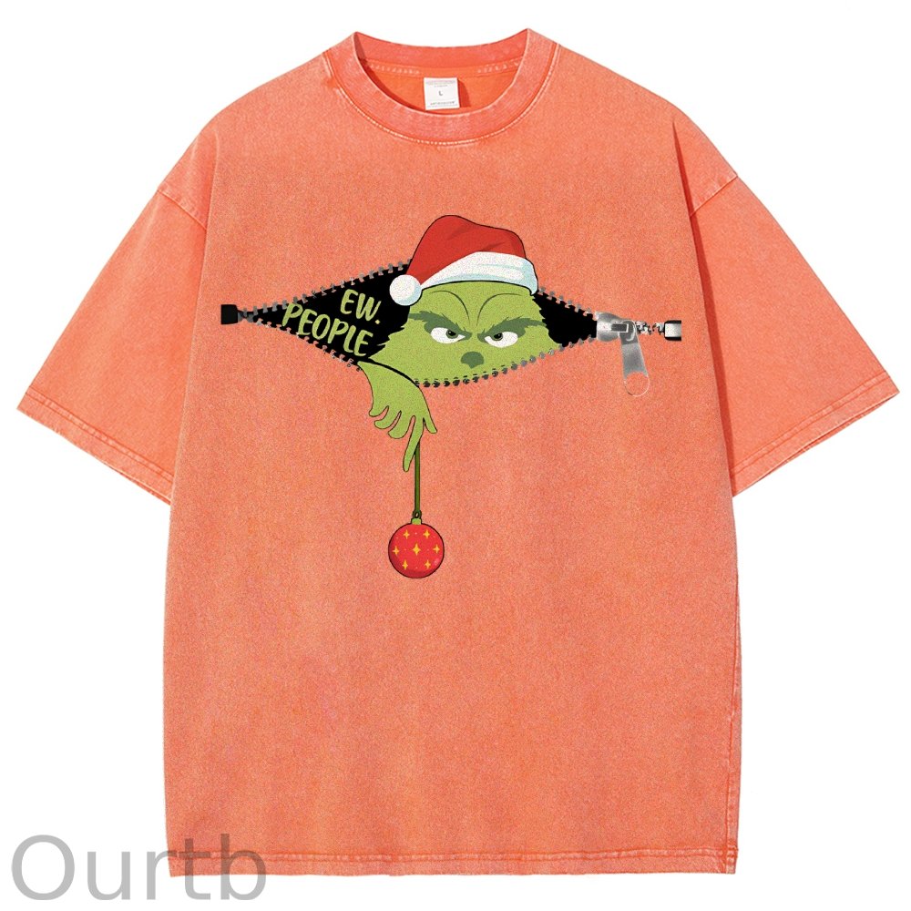 Unisex Christmas EW People Printed Washed Tee
