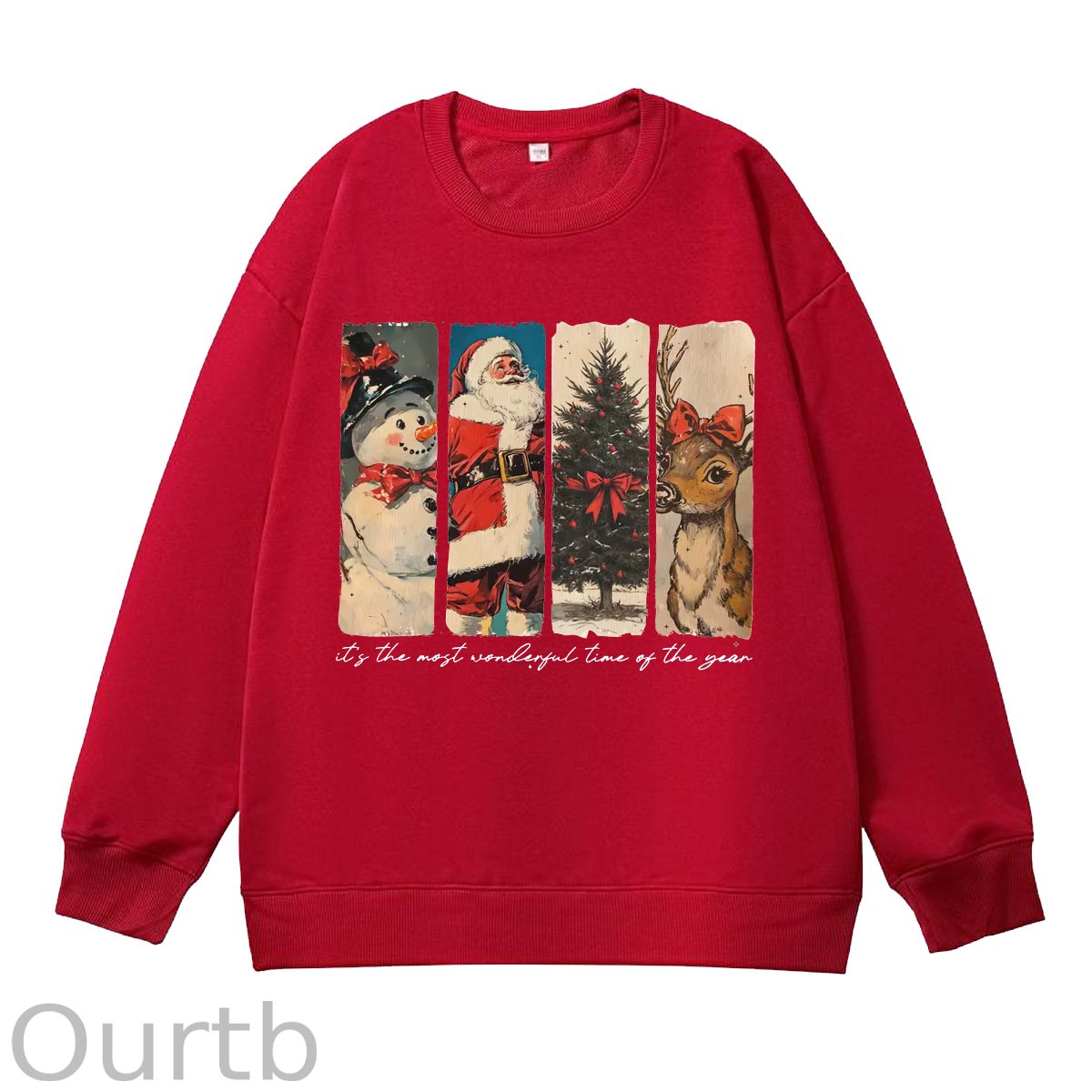 It's The Most Wonderful Time Of The Year Pattern 100% 300g CottonCrew Neck Sweatshirt