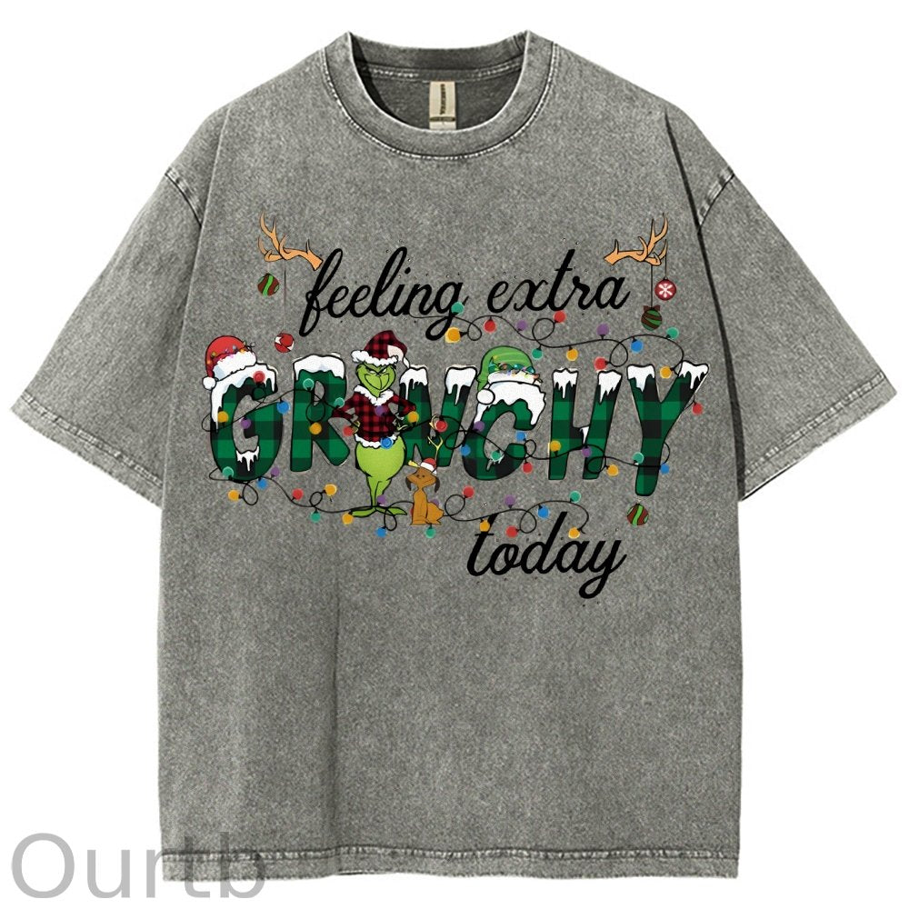 Unisex Christmas Printed Washed Tee