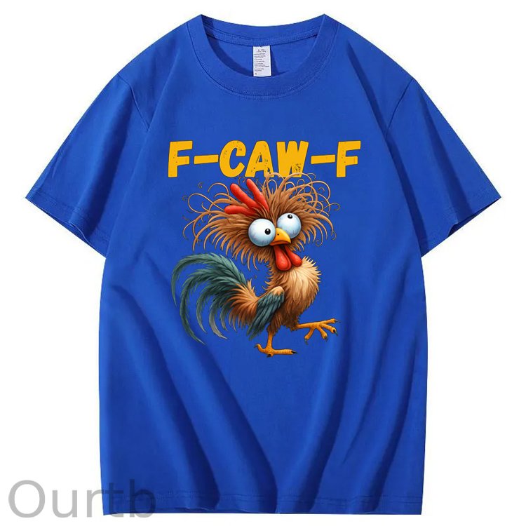 F-Caw-F Crazy Cross-Eyes Chicken Pattern100% Cotton T-Shirt